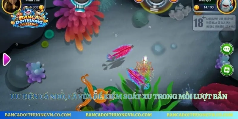 Ưu tiên cá nhỏ, cá vừa để kiểm soát xu trong mỗi lượt bắn